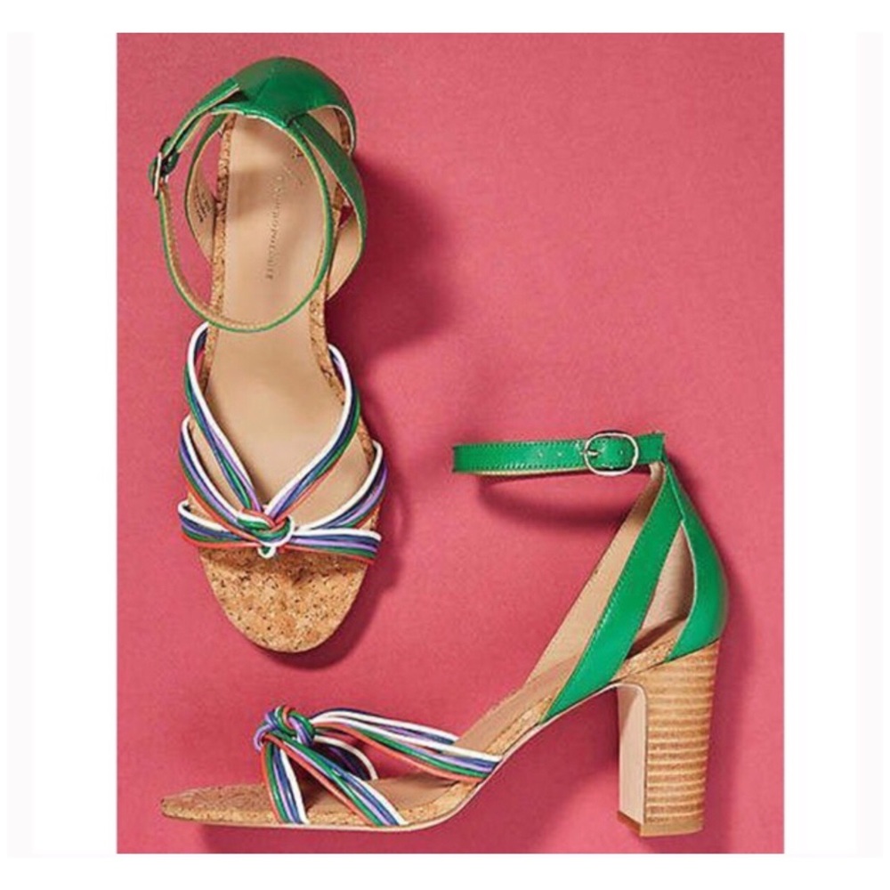 Anthropologie Green Summer Nights Heeled Sandals